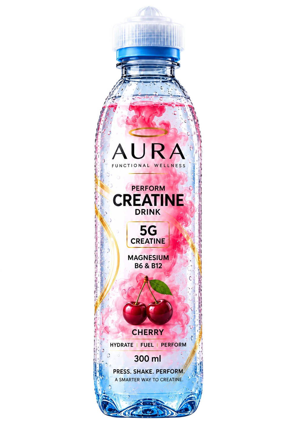 AURA quick-press creatine drink bottle