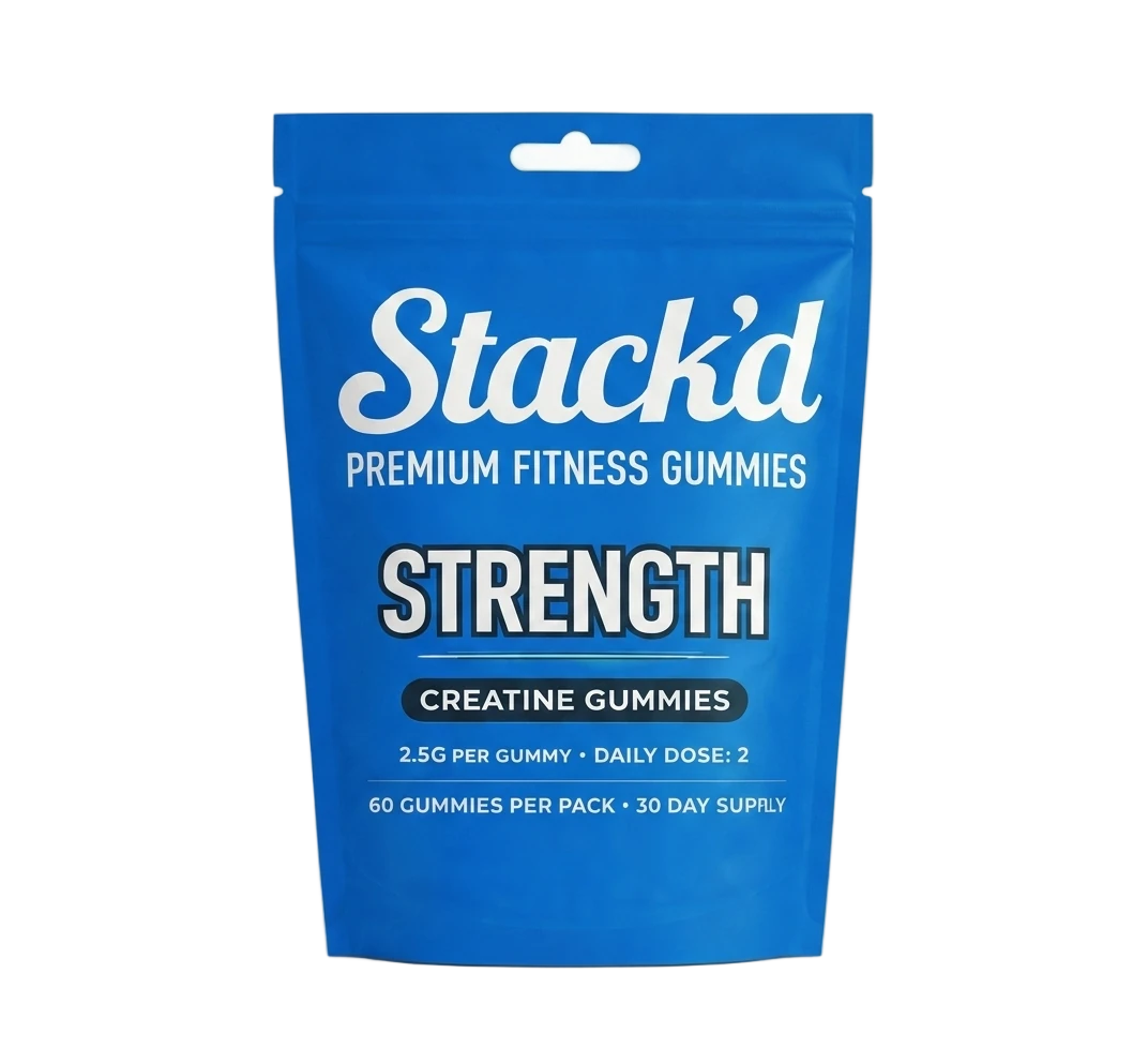 Stack’d Creatine Gummies blue pouch